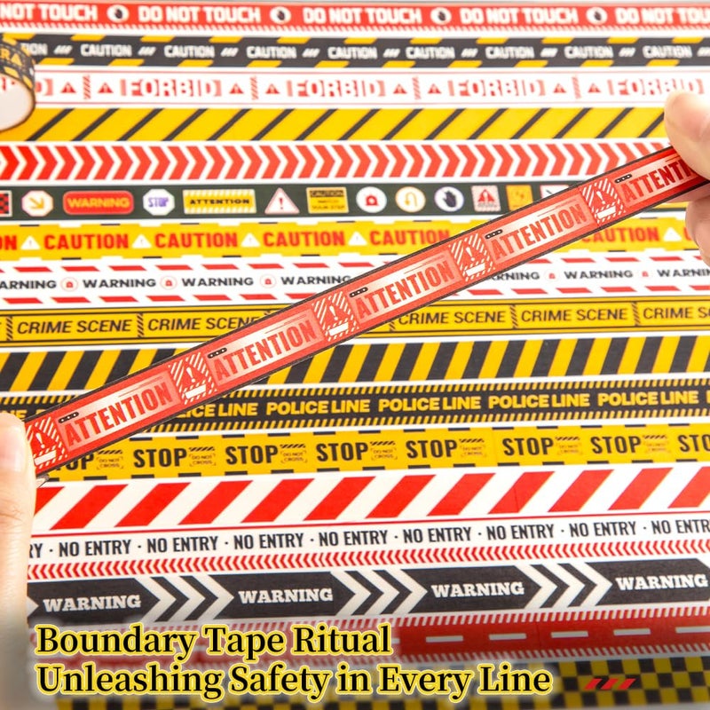 icceemee 30 Rolls Warning line Theme Washi Tape Set, Writable Decorative Tapes for Scrapbooking, Junk Journal Supplies, Bullet Journaling, 0.6"x79" per Roll - Image 4
